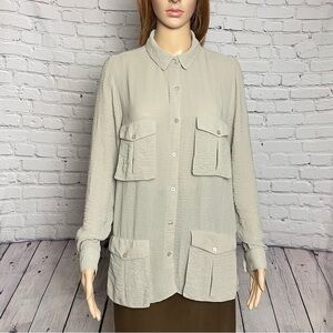 Cheap Monday Grey Wrinkled Long Sleeve Shirt Size M